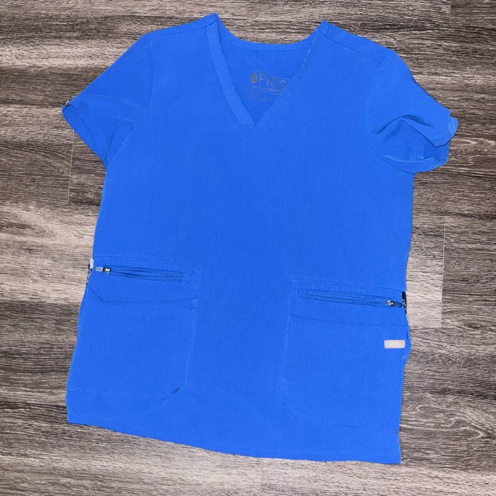 Figs Woman Size XL LIMITED EDITION Accra Feather Detailed Scrub Top Blue